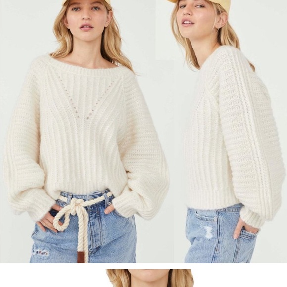 NWOT FREE PEOPLE Carter Pullover Sweater in Ivory Size XS - Picture 3 of 15